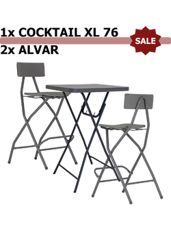 Set: Stehtisch CocktailXL76 ZOWN + 2&times; Barhocker Alvar ZOWN
